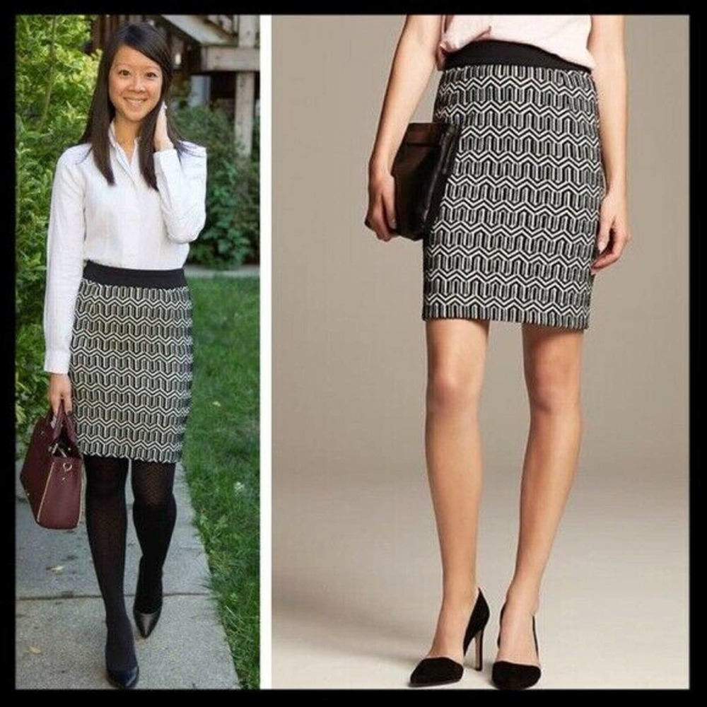 Banana Republic Geo Pencil Straight Skirt Size 0 - Picture 1 of 12